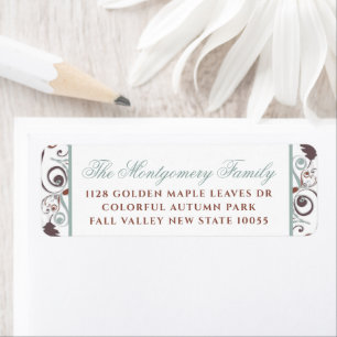 Autumn Leaves Swirls Thanksgiving Holiday Address Return Address Label