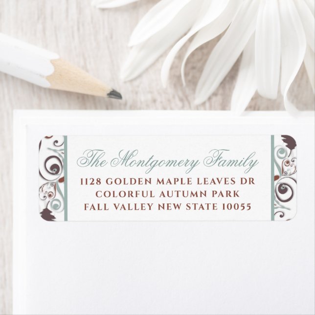 Autumn Leaves Swirls Thanksgiving Holiday Address Return Address Label (Insitu)