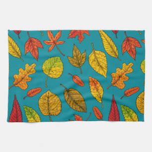 Autumn leaves tea towel
