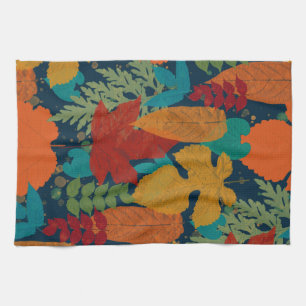 Autumn leaves tea towel