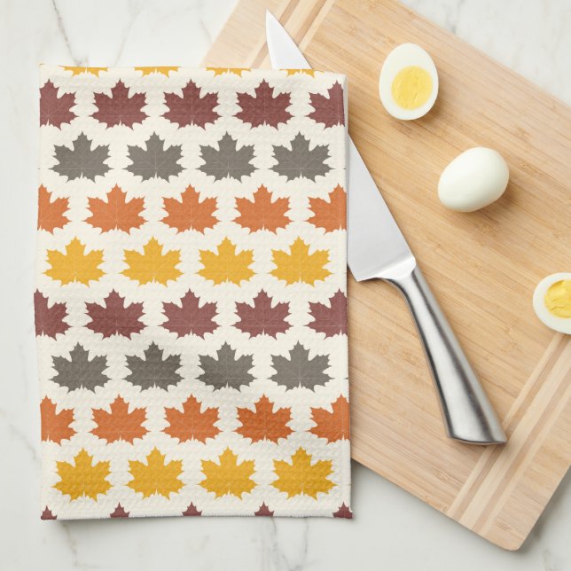 Autumn Leaves Tea Towel (Quarter Fold)