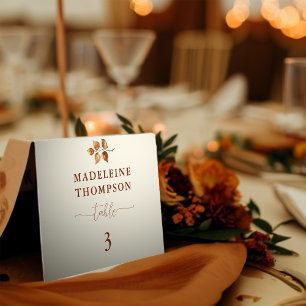 Autumn Leaves Terracotta Chic Wedding Place Card