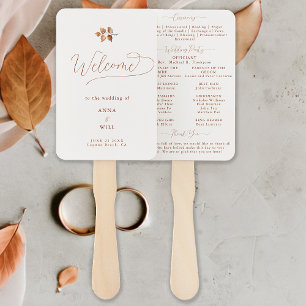 Autumn Leaves Terracotta Chic Wedding Program Hand Fan