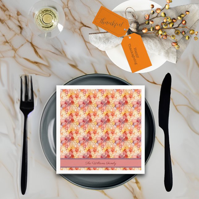 Autumn Leaves Terrazzo Effect Custom Name Napkin (Creator Uploaded)