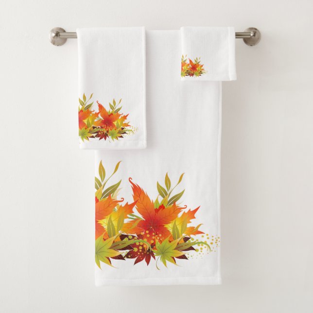 Autumn Leaves Thanksgiving Bath Towel Set (Insitu)