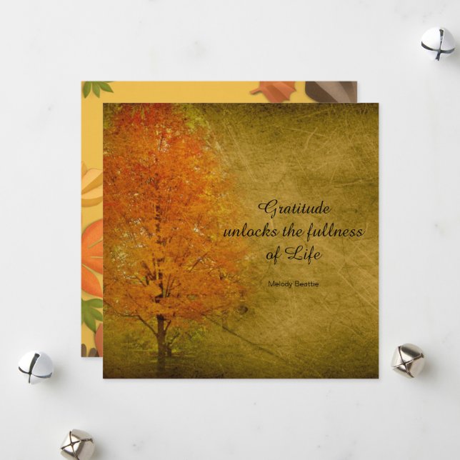 Autumn Leaves Thanksgiving Beautiful Chic Flat  Holiday Card (Front/Back In Situ)
