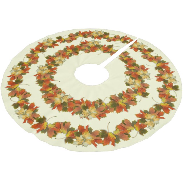 Autumn Leaves Thanksgiving Brushed Polyester Tree Skirt (Angled)