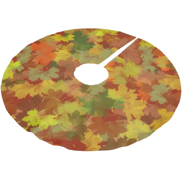 Autumn Leaves Thanksgiving Brushed Polyester Tree Skirt (Angled)