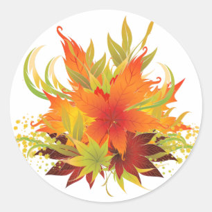 Autumn Leaves Thanksgiving Classic Round Sticker