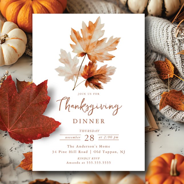 Autumn Leaves Thanksgiving Dinner Invitation (Creator Uploaded)
