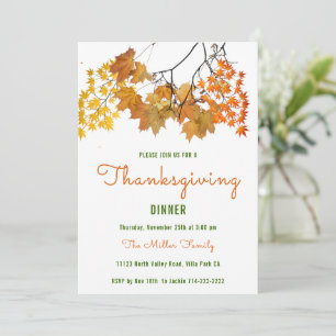 Autumn Leaves Thanksgiving Dinner Invitation