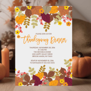 Autumn Leaves Thanksgiving Dinner Invite