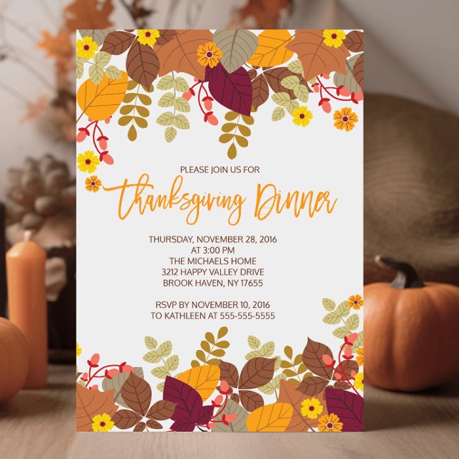 Autumn Leaves Thanksgiving Dinner Invite (Creator Uploaded)