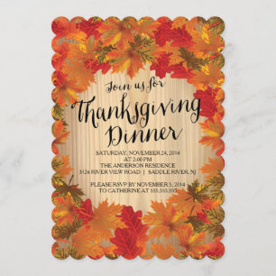 Autumn Leaves Thanksgiving Dinner Party Invitation