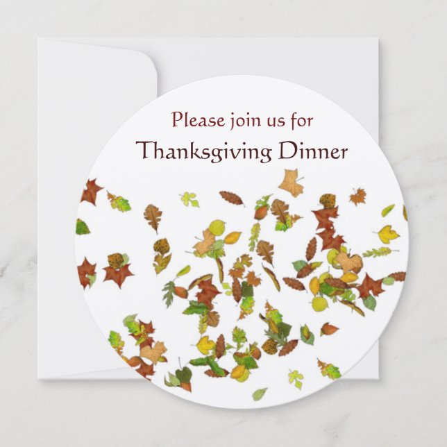 AUTUMN LEAVES Thanksgiving Dinner Party Invitation (Front)