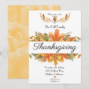  Autumn Leaves Thanksgiving Gathering Invitation