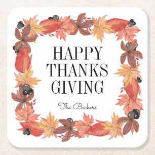 Autumn Leaves Thanksgiving Paper Coaster