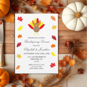 Autumn Leaves Thanksgiving Turkey Invitation