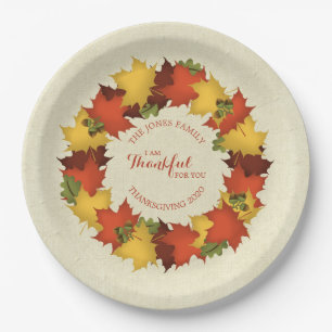 Autumn Leaves Thanksgiving Wreath Paper Plate