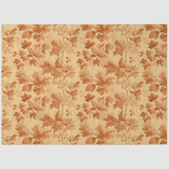 Autumn leaves themed modern Toile de Jouy pattern Tissue Paper (Front)