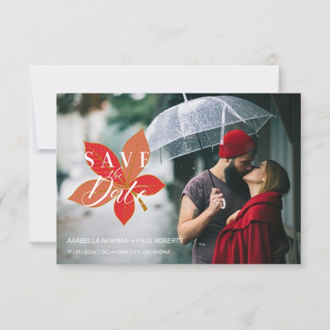 Autumn Leaves Themed Wedding Custom Photo Script (Front)