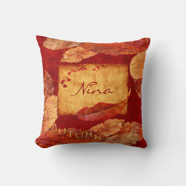 Autumn Leaves Throw Pillow (Front)