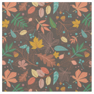 Autumn leaves toss print Brown Fabric