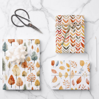 Autumn Leaves & Trees Woodland Forest  Wrapping Paper Sheet