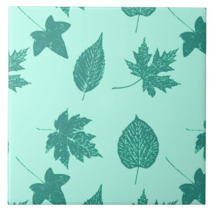 Autumn leaves - turquoise and aqua tile