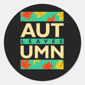 autumn leaves vector quotes illustration classic round sticker