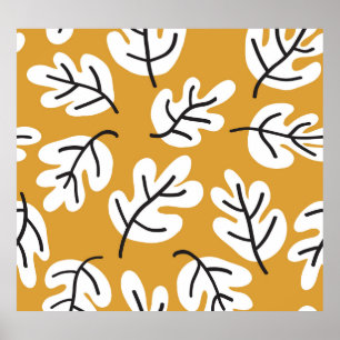 Autumn Leaves Vintage Seamless Pattern Poster
