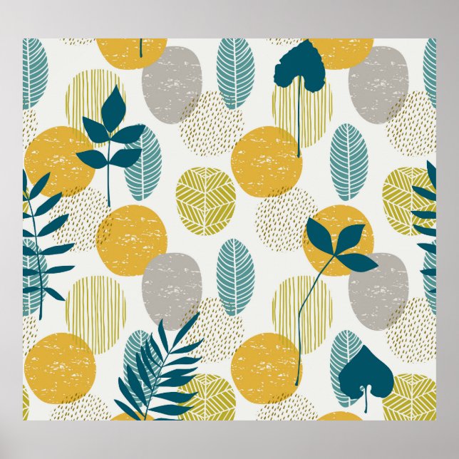 Autumn leaves, vintage seamless pattern. poster (Front)