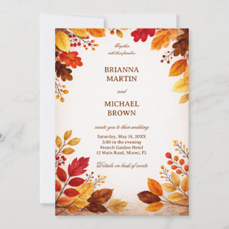 Autumn Leaves Warm Botanical Invitation