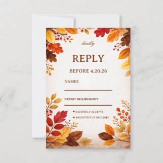Autumn Leaves Warm Botanical RSVP Card