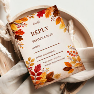 Autumn Leaves Warm Botanical RSVP Card
