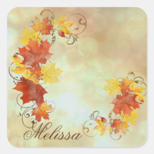 Autumn Leaves Watercolor ALWX Square Sticker