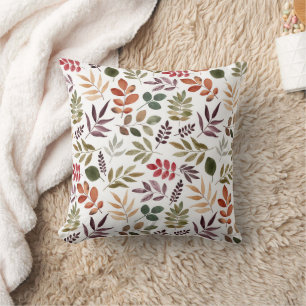 Autumn Leaves Watercolor Colourful Leaf  Cushion