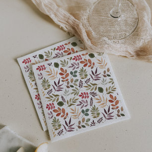 Autumn Leaves Watercolor Colourful Leaf Napkin