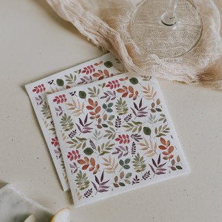 Autumn Leaves Watercolor Colourful Leaf  Napkin