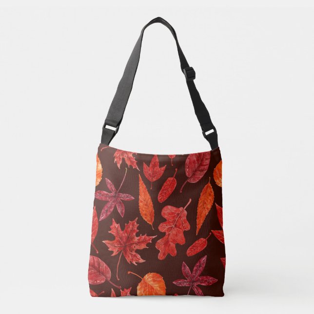 Autumn leaves watercolor crossbody bag (Front)