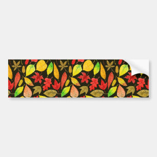 Autumn leaves watercolor dark bumper sticker