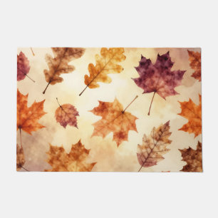 Autumn Leaves Watercolor Fall Pattern Doormat