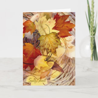 Autumn Leaves Watercolor Greeting Card