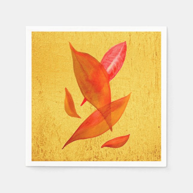 Autumn leaves watercolor illustration picnic art napkin (Front)