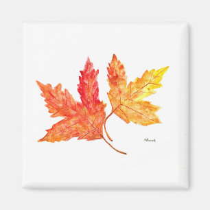 Autumn leaves watercolor magnet