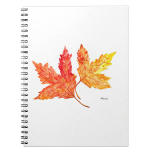 Autumn leaves watercolor notebook