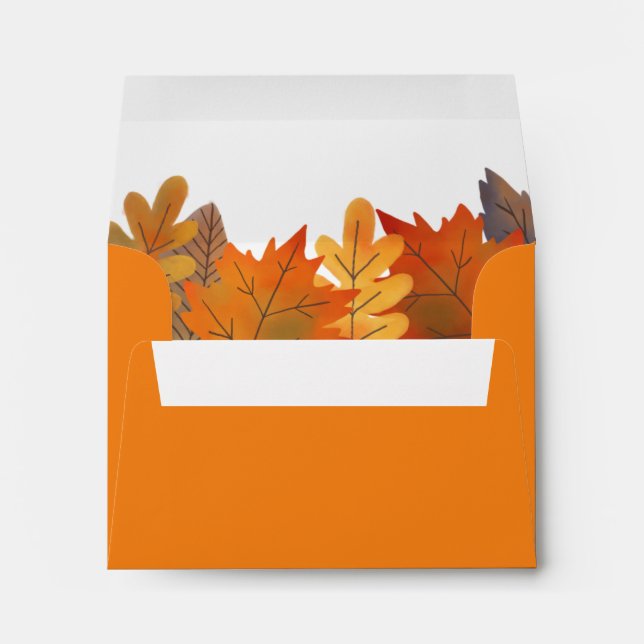 Autumn Leaves Watercolor Orange Envelope (Back (Bottom))