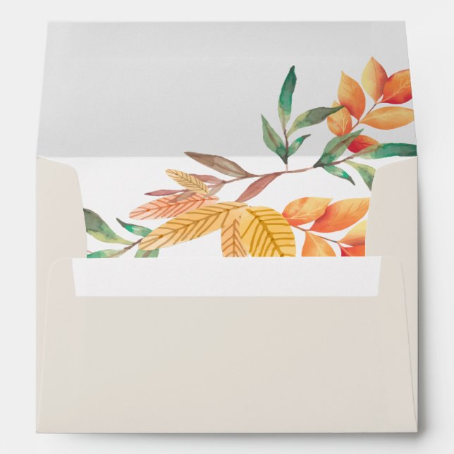 Autumn Leaves Watercolor Orange Yellow Envelope (Back (Bottom))