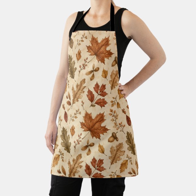Autumn Leaves Watercolor Pattern  Apron (Insitu)
