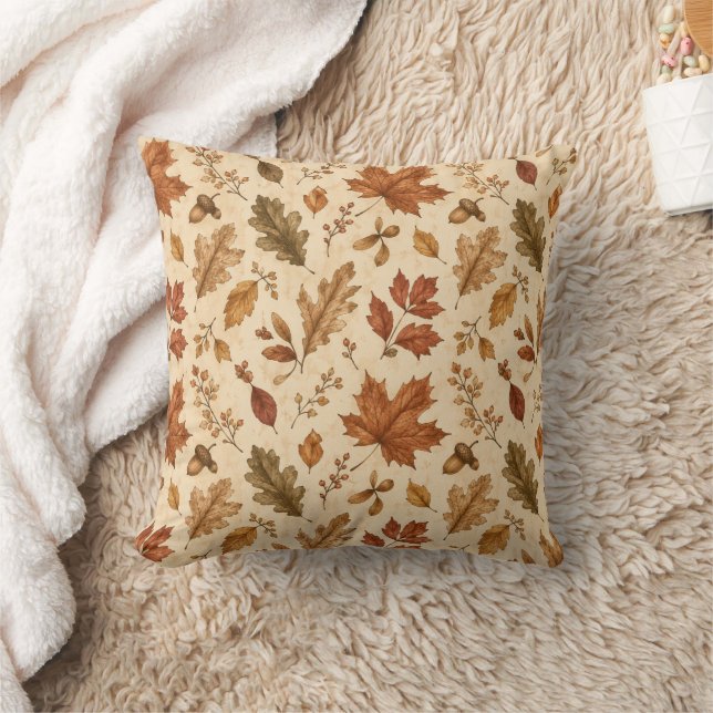 Autumn Leaves Watercolor Pattern  Cushion (Blanket)